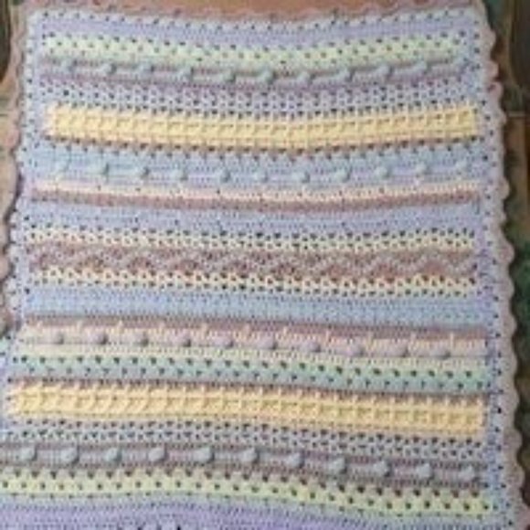 33"x34" Striped Baby Blanket, Sampler Stitch Baby Blanket, Colorful Throw - Picture 11 of 16